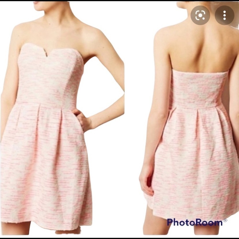 Anthropologie Moulinette Soeurs Pasteque Strapless A-Line Rose Pink Dress